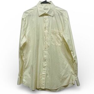 Ermenegildo Zegna Yellow Dress Shirt 41 16 Luxury Italian Cotton Button Up